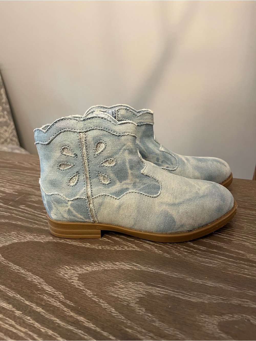 NWOT Stride Rite Denim Chambray Girls Kara Ankle Boots